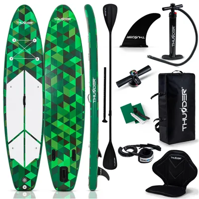 Produktbild von THUNDER Camo Stand Up Paddle Board 350x81x15 cm Grün Schwarz bis 150 kg