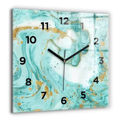 Produktbild von Wallfluent Große Wanduhr – Stilles Quarzuhrwerk - Uhr Dekoration Wohnzimmer Schlafzimmer Küche - Zifferblatt - schwarze Zeiger - 60 cm - Marmor-Textur