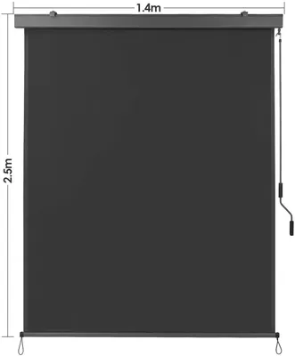 Zdjęcie produktu dla Markiza balkonowa boczna, osłona przeciwsłoneczna - pionowa, wysuwana markiza - ręczny mechanizm korbowy - odporna na promieniowanie UV i wiatr - 140 x 250 cm - kolor: szary