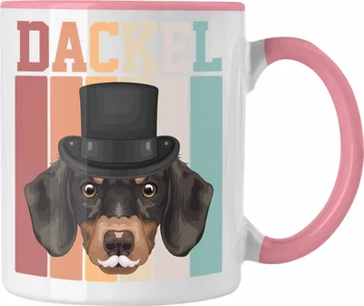 Produktbild von Trendation - Dackel Besitzer Tasse Geschenk Lustiger Spruch Geschenkidee Retro Vinatge Dackel (Rosa)