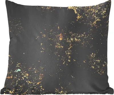 Produktbild von MuchoWow® Zierkissen Sofakissen Wohnzimmer Dekokissen 50x50 cm Gold - Schwarz - Abstrakt - Komfort - Sofakissen