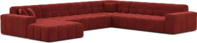 Produktbild von Samtstoff U-Form XXL Wohnlandschaft Nivara Rot Links