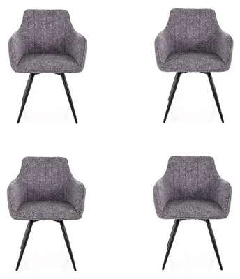 Image de Lot de 4 chaises pivotantes en tissu - Gamme Ballo - Gris - Tissu Leo 07