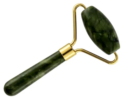Produktbild von Jade-Massagegerät mit Roller aus Golden Bath Mineralien und Kristallen für energetische Schönheit und Meditation