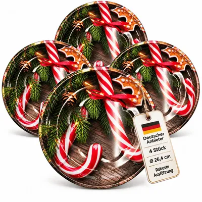 Produktbild von 4 Keksteller Weihnachtsteller Plätzchenteller Metall Servierteller Weihnachten