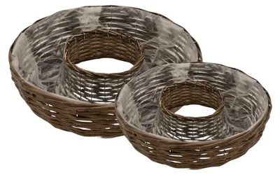 Image de Cercles de plantation à planter, set de 2 cercles en osier Corbeille à plantes Pot de fleurs Décoration de jardin