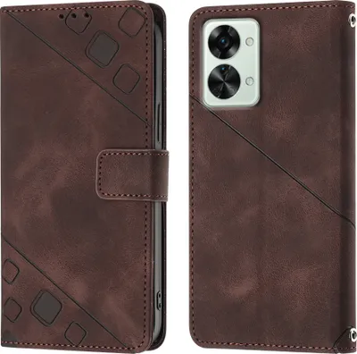 Obrázek produktu pro Pouzdro pro OnePlus Nord 2T 5G vyražené Flip kožené peněženkové pouzdro s funkcí stojánku Hnědý