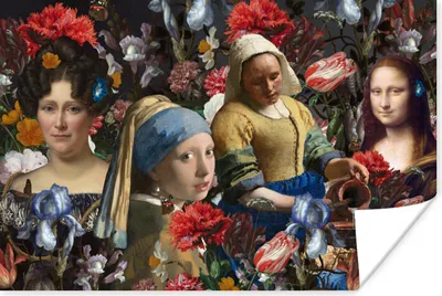 Produktbild von MuchoWow® Poster Collage - Malerei - Alte Meister - Blumen 120x80 cm - Bilder