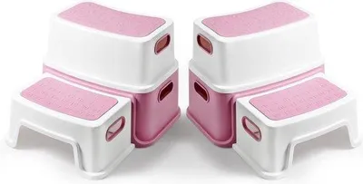 Image de Tabouret pour enfant à 2 marches, rose, antidérapant