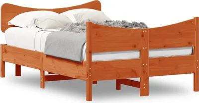Productafbeelding van Maison Exclusive - Massief houten bed zonder matras, in de kleur warmbruin, afmetingen 120x200 cm, gemaakt van grenenhout