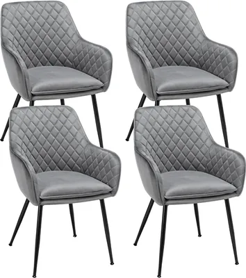 Produktbild von Yaheetech 4er Set Esszimmerstuhl Wohnzimmerstuhl Küchenstuhl Polsterstuhl Sessel mit Armlehne Sitzfläche aus Samt Metallbeine Belastbarkeit 120 kg