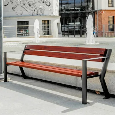 Produktbild von REKORD Gladiator mit Armlehne Mahagoni Gartenbank 185 x 59 x 73 cm Robust Ergonomisch Wetterfest Stahl Skandinavisches Fichte-Holz