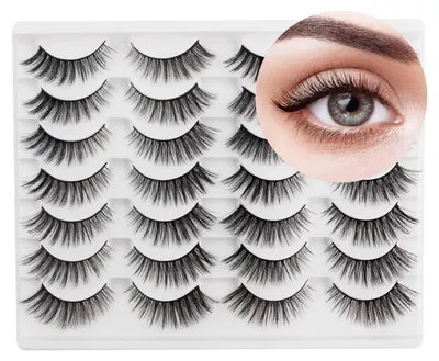 Image de Faux cils effet "œil de chat", 14 paires, réutilisables, faits à la main, bande fine