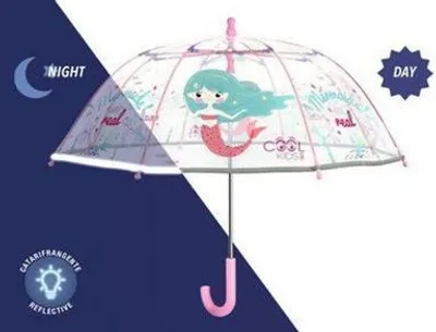 Produktbild von Glow in the Dark Kinderschirm Cool Kids MERMAID transparent, 42/8, manuell