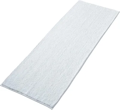 Image de Tapis de bain 50x150 cm, en chenille douce, antidérapant, blanc, pour salle de bain
