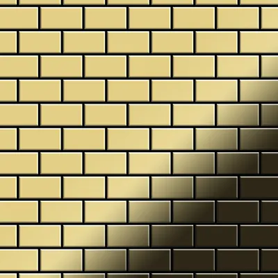 Produktbild von Mosaik Fliese massiv Metall Messing gewalzt gold 1,6mm stark House-BM