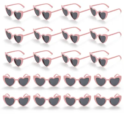 Produktbild von Mestive 20 Stück Herz Sonnenbrille: Retro Rosa Grau Herz Brille, Damen Herren He