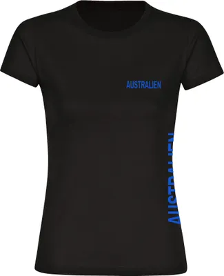 Produktbild von multifanshop Damen T-Shirt - Australien - Brust & Seite, schwarz-2, Größe M