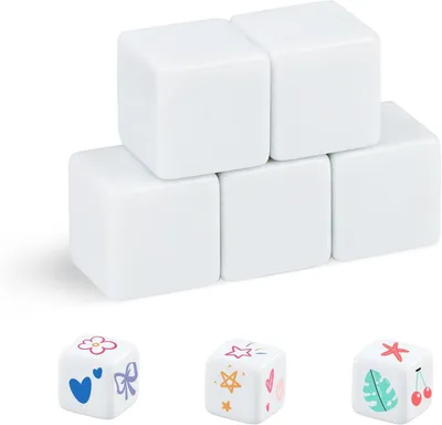 Imagen del producto de Juego de dados de 30 mm, compuesto por 5 dados blancos de acrílico, con bordes redondeados, para juegos de mesa