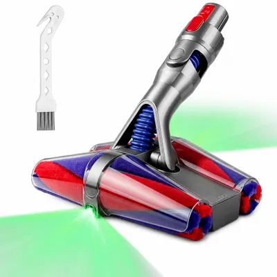 Produktbild von Bodendüse mit Dual-LED für Dyson V7/V8/V10/V11/V15, Anti-Tangle Ersatz-Reinigungskopf mit weichen Kegelwalzen für Hartböden, Front- und Rücklicht