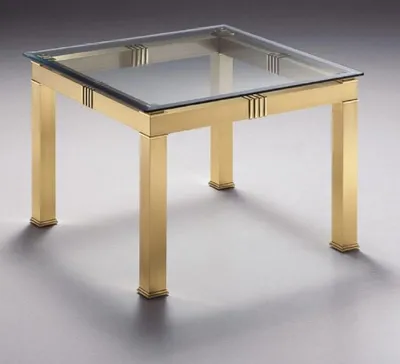 Produktbild von Casa Padrino Luxus Beistelltisch Messingfarben 70 x 70 x H. 48 cm - Quadratischer Messing Tisch mit Glasplatte - Luxus Wohnzimmer Möbel