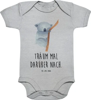 Produktbild von Mr. & Mrs. Panda Strampler Baby Koalabär 3. - 6. Monat - Heather Grey - Geschenk, Einteiler, Bär, babykleidung body, Schlafzimmer, Traumland, Lustige Sprüche, Traum
