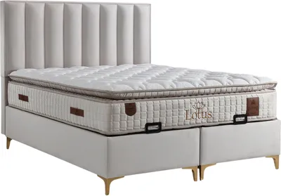 Produktbild von Villa Möbel Bett Set Lotus 160x200 Creme, Bett Set (mit Matratze), Bett mit Stauraum