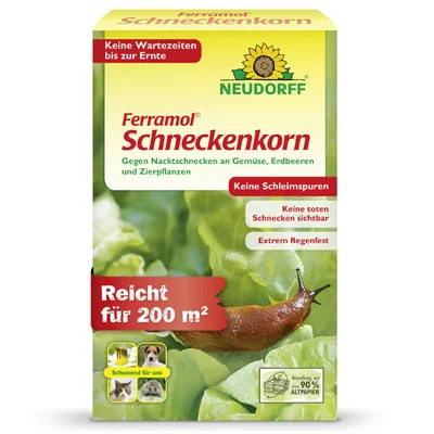 Produktbild von Neudorff Ferramol Schneckenkorn 1 kg für 200 m² gegen Nacktschnecken im Garten, regenfest
