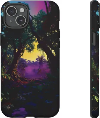 Produktbild von Surreale Dschungel-Sonnenuntergangsszene – Hülle Kompatibel mit iPhone 15 Plus