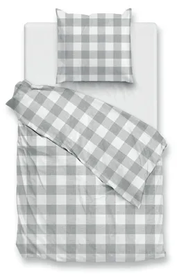 Produktbild von Zohome Quattro di Lino Bettbezug - 135x200 cm – 100% Baumwolle – Hochwertige Bettwäsche mit motiv – Weich - Atmungsaktiv und Hautfreundlich – inkl. 80x80 cm Kissenbezug – Grau