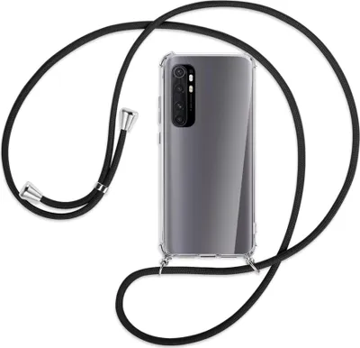 Produktbild von Handykette Backcover-Schutzhülle mit Band (Metall silberfarben) für Xiaomi Mi Note 10 Lite - schwarz