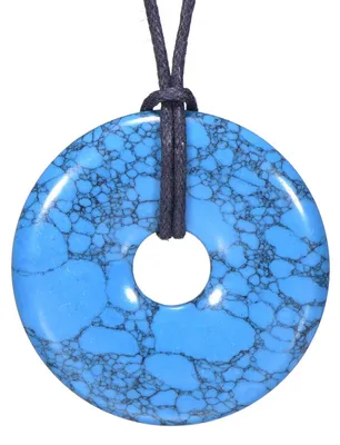 Productafbeelding van Morella damesketting, 80 cm, met donutvormige edelsteenhanger, turquoise steen, geleverd in een fluwelen zakje
