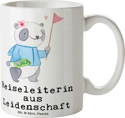 Produktbild von Mr. & Mrs. Panda Keramiktasse Reiseleiterin Leidenschaft - Weiß - Geschenk, Kaffeebecher, Kaffeepott, Tasse, Teetasse, Teebecher