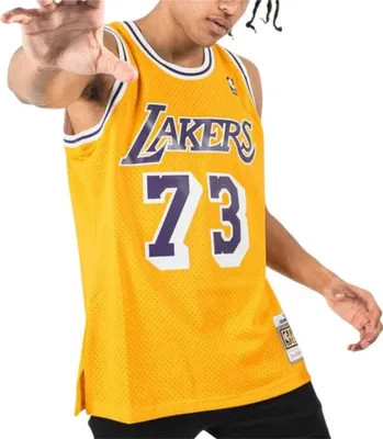 Produktbild von Maglia NBA Swingman dei Los Angeles Lakers di Mitchell & Ness Lakers 1998 Dennis Rodman M SMJYCP20064-LALGOLD98DRD Pullunder Mitchell & Ness Größe: XL,