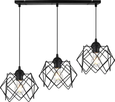 Produktbild von Pendelleuchte Stella 3-flammig, schwarzer Glasschirm, E27