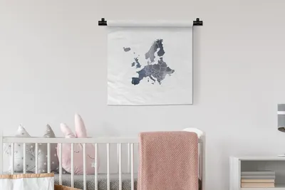 Produktbild von MuchoWow® Wandteppich Wandbehang Europa - Karte - Aquarell - Grau 60x60 cm Tapisserie Dekoration Wandtuch - Dekorationen - Wand Decke