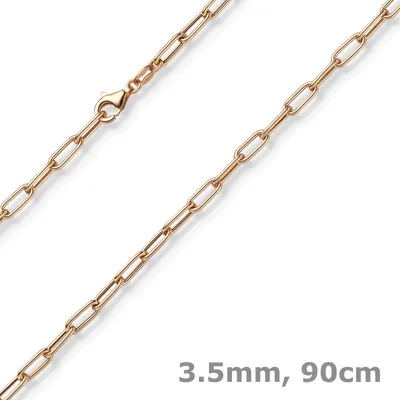 3-5mm-Paper-Clip-Halskette-aus-585-Rotgold-90cm