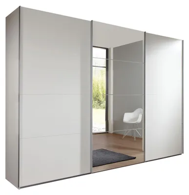 Immagine prodotto di Armadio Ernie con ante scorrevoli e specchio, bianco, 270x65x210cm
