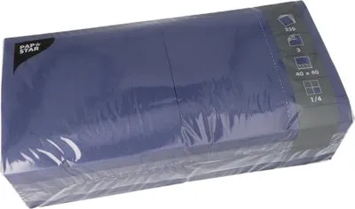Zdjęcie produktu dla 1000 serwetek Papstar, 3-warstwowe, 1/4 składane 40 cm x 40 cm ciemnoniebieskie 82565
