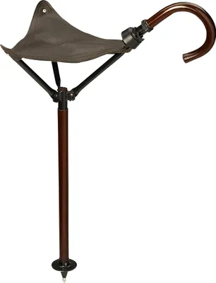 Produktbild von Sitzstock aus Echtleder, 70 cm Sitzhöhe, mit Tellerspitze und Glockenverschluss