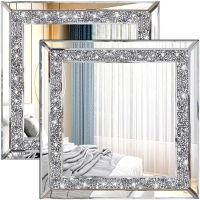 Immagine prodotto di Specchio da parete ZOLAPI con strass, realizzato a mano, specchio decorativo per il bagno