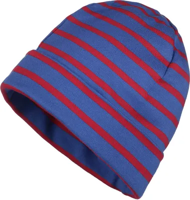 Produktbild von modAS Mütze Maritime Rollmütze Uni für Kinder und Erwachsene – Ringelmütze Baumwollmütze mit Streifen in Royal / Rot bis 52 cm Kopfumfang (Kleinkind)