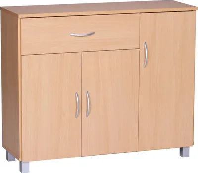 Produktbild von Sideboard SETE Buche mit 1 Schublade & 3 Türen 90 x 75 x 30 cm, Design Kommode aus Holz, Anrichte Flur-Schrank mit Griffen