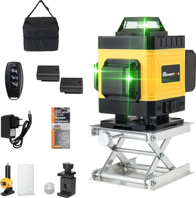 Produktbild von MUSTOOL 4D 16 Laser Wasserwaage, 16 Linien 360° selbstnivellierend mit grün Licht, hohe Präzision ±0,2 mm/m, IP54 für Bau und Heimwerker