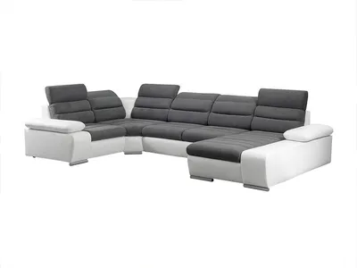 Produktbild von Wohnlandschaft mit Schlaffunktion - Ecke Rechts - Grau & Weiß - BOILEAU