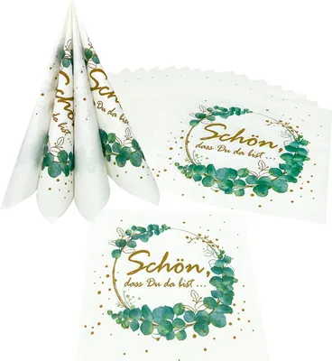 Produktbild von Oblique Unique 20 Servietten Schön dass du da bist Deko für Hochzeit Geburtstag Kommunion Taufe Konfirmation Tischdeko