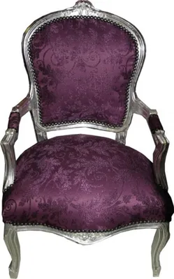Produktbild von Barock Salon Stuhl Lila Muster / Silber - Antik Stil Möbel