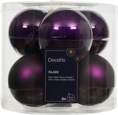 Produktbild von Weihnachtskugeln Glas 8cm 6 Stück - Feige