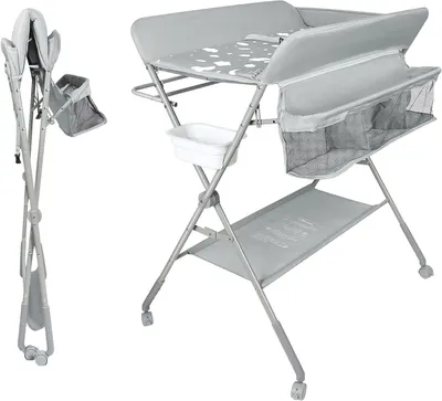 Immagine prodotto di Tavolino fasciatoio pieghevole - 80 x 58 x 90 cm - Grigio chiaro