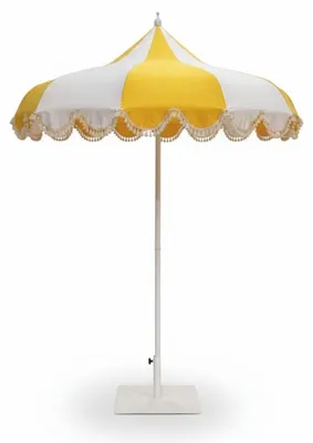 Immagine prodotto di Casa Padrino - Ombrellone bianco/giallo Ø 200 x H 250 cm - Arredamento per hotel e giardini